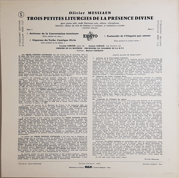 Olivier Messiaen : 3 Petites Liturgies (LP, Album, RE)