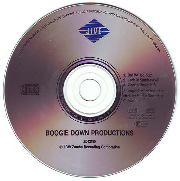 Boogie Down Productions : Bo! Bo! Bo! (CD, Maxi)