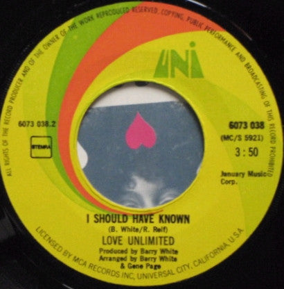 Love Unlimited : Walkin' In The Rain With The One I Love (7", Single)