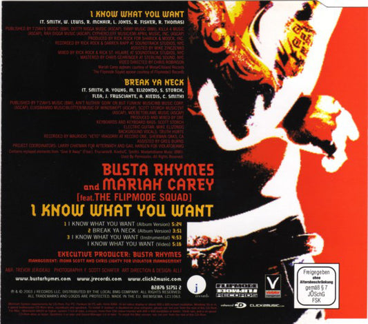 Busta Rhymes And Mariah Carey Feat. Flipmode Squad : I Know What You Want (CD, Maxi, Enh)