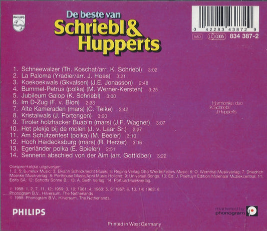 Harmonica Duo K. Schriebl / J. Hupperts : De Beste Van Schriebl & Hupperts (CD, Comp)