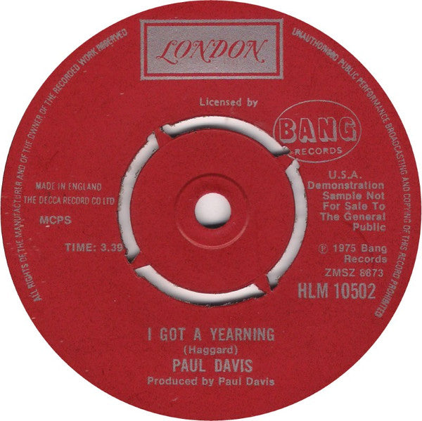 Paul Davis (3) : Keep Our Love Alive (7", Promo)