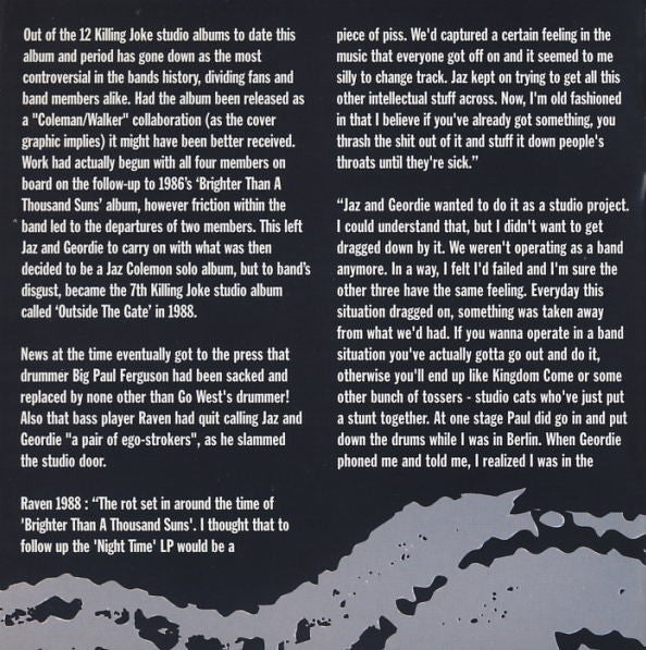 Killing Joke : Outside The Gate (CD, Album, RE, RM, Med)