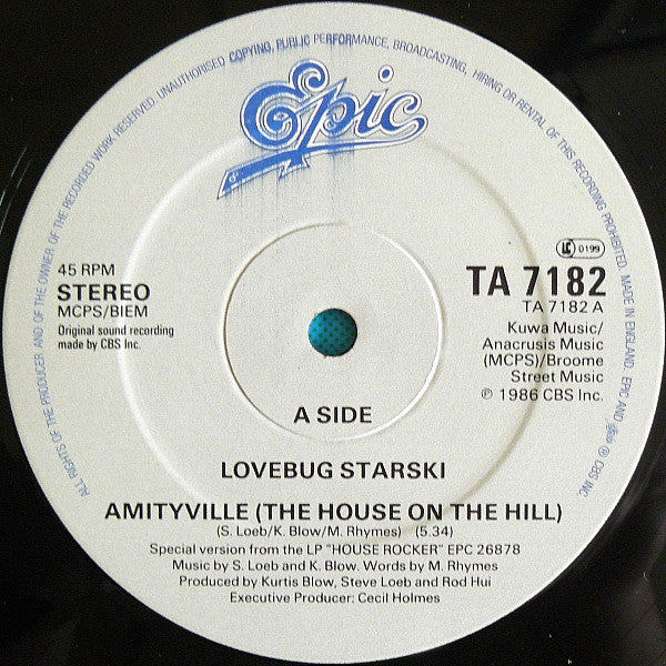 Lovebug Starski : Amityville (The House On The Hill) (12", Single)