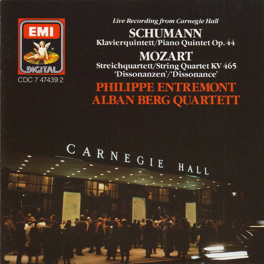 Robert Schumann / Wolfgang Amadeus Mozart, Philippe Entremont, Alban Berg Quartett : Live Recording From Carnegie Hall: Klavierquintett = Piano Quintet Op. 44 / Streichquartett = String Quartet KV 465 'Dissonanzen' = 'Dissonance' (CD)