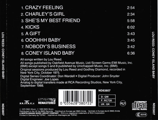 Lou Reed : Coney Island Baby (CD, Album, RE, RM)