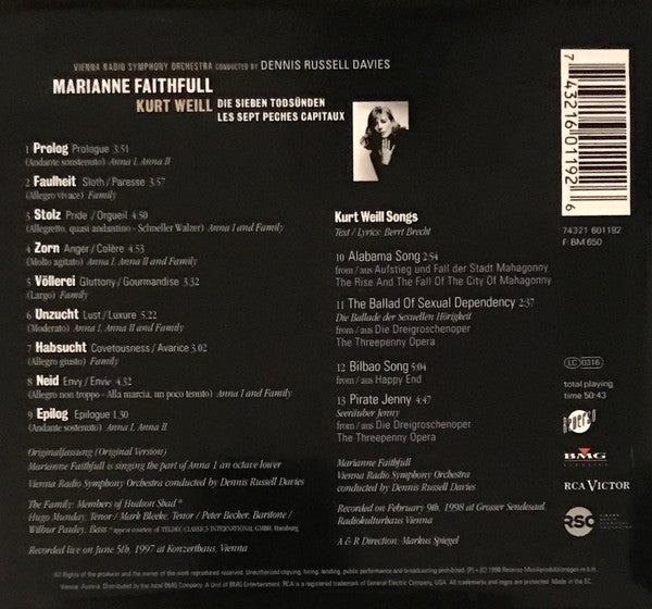Marianne Faithfull : The Seven Deadly Sins (CD, Album, Dig)