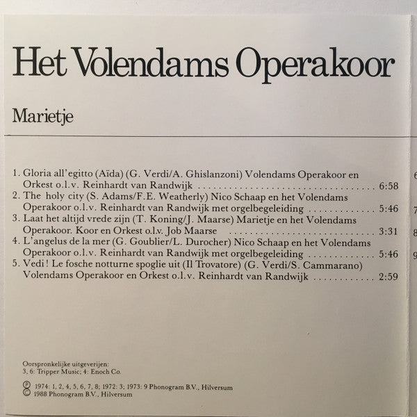 Het Volendams Opera Koor, Marietje Kwakman, Nico Schaap : Laat Het Altijd Vrede Zijn ... (CD, RE)