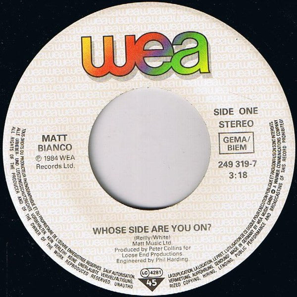 Matt Bianco : Whose Side Are You On... (7", Single)