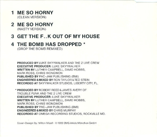 The 2 Live Crew : Me So Horny (CD, Maxi)