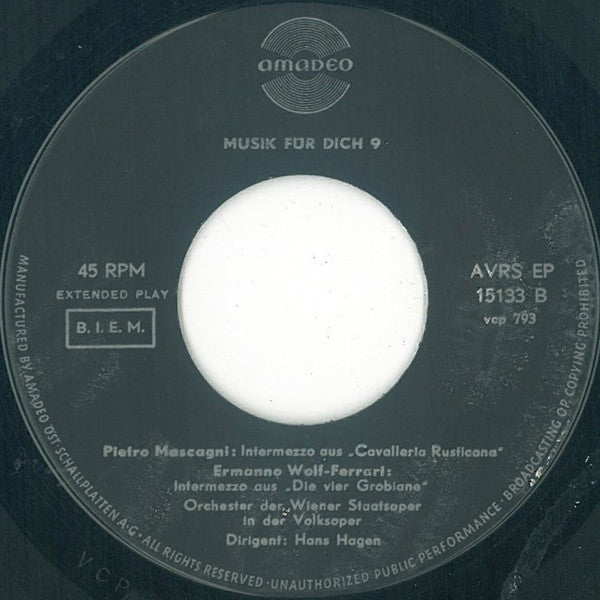 Orchester Der Wiener Staatsoper, Hans Hagen : Musik Für Dich 9 (Trompeten Narzisse) (7", EP)