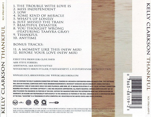 Kelly Clarkson : Thankful (CD, Album, Enh)