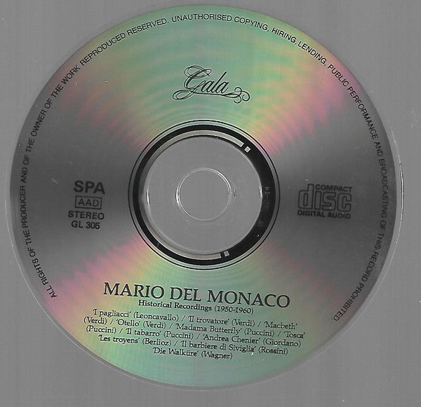 Mario del Monaco : Historical Recordings 1950 - 1960 (CD, Comp)