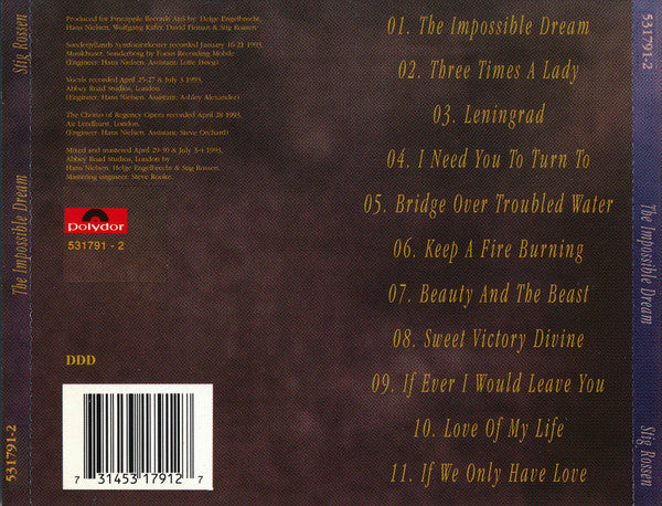 Stig Rossen & Sønderjyllands Symfoniorkester : The Impossible Dream (CD, Album, RE)