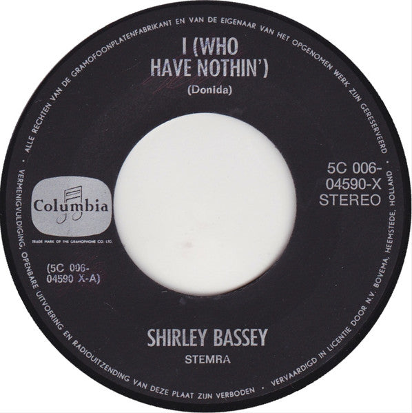 Shirley Bassey : I (Who Have Nothin') / Goldfinger (7", Single, RE)
