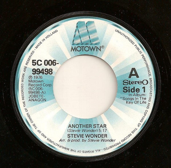 Stevie Wonder : Another Star (7", Single)