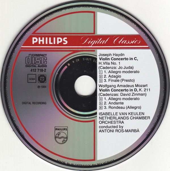 Joseph Haydn / Wolfgang Amadeus Mozart, Isabelle van Keulen, Netherlands Chamber Orchestra, Antoni Ros-Marbà : Violin Concerto No.1 In C / Violin Concerto No.2 In D, K. 211 (CD)