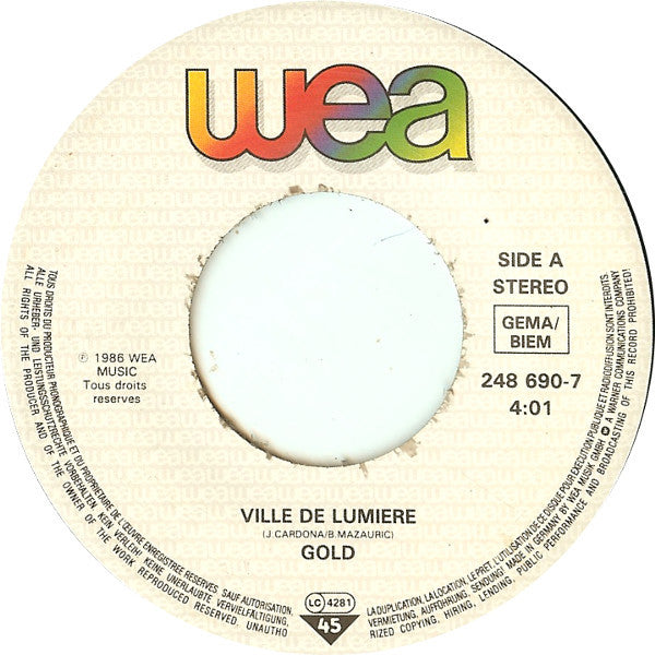 Gold (3) : Ville De Lumière (7", Single)