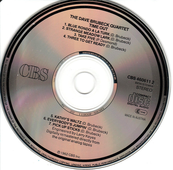 The Dave Brubeck Quartet : Time Out (CD, Album, RE, RM)