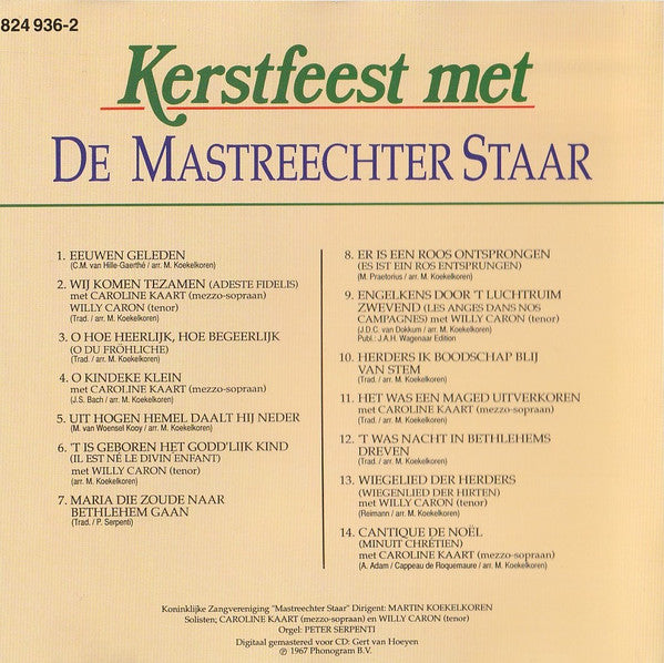 De Mastreechter Staar : Kerstfeest Met De Mastreechter Staar (CD, Album, RE, RM)