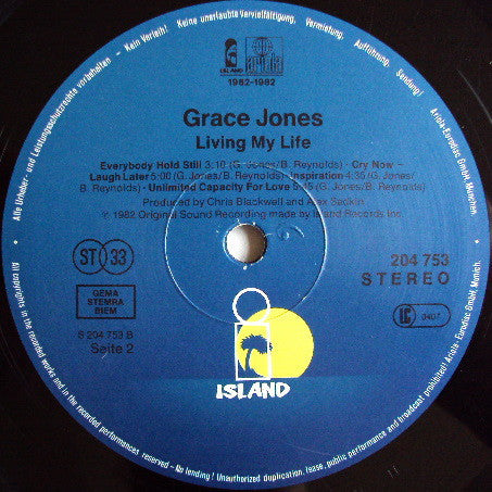 Grace Jones : Living My Life (LP, Album, RE)