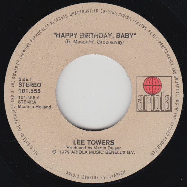 Lee Towers : Happy Birthday, Baby (7", Single)