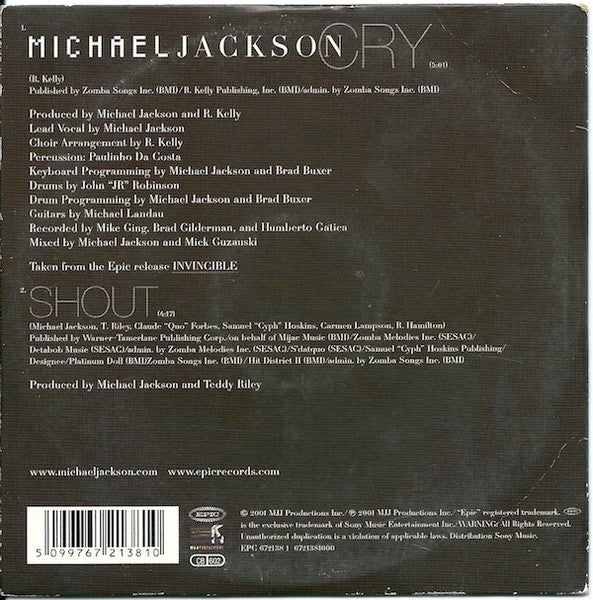 Michael Jackson : Cry (CD, Single, Car)