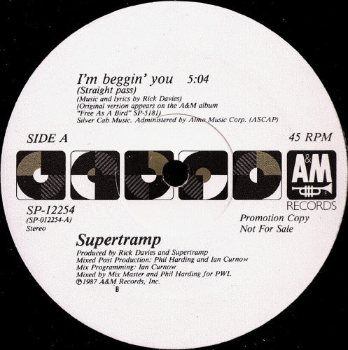 Supertramp : I'm Beggin' You (12", Promo)