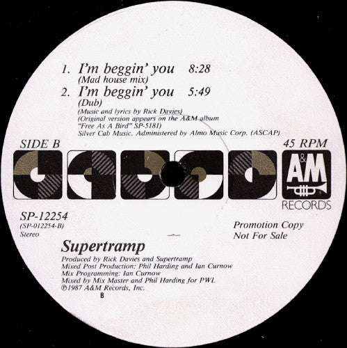 Supertramp : I'm Beggin' You (12", Promo)