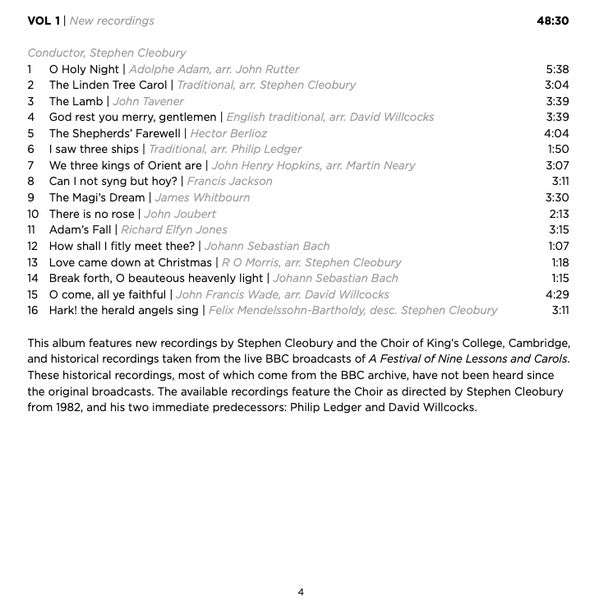 The King's College Choir Of Cambridge, David Willcocks, Philip Ledger, Stephen Cleobury : 100 Years Of Nine Lessons & Carols (2xCD, Album)