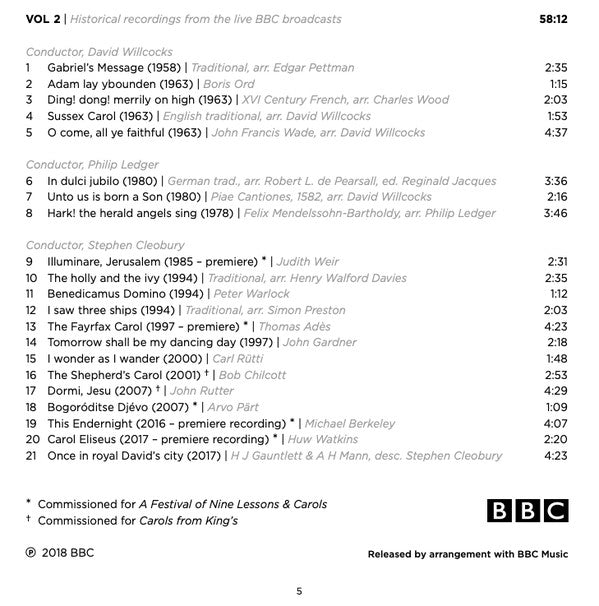 The King's College Choir Of Cambridge, David Willcocks, Philip Ledger, Stephen Cleobury : 100 Years Of Nine Lessons & Carols (2xCD, Album)
