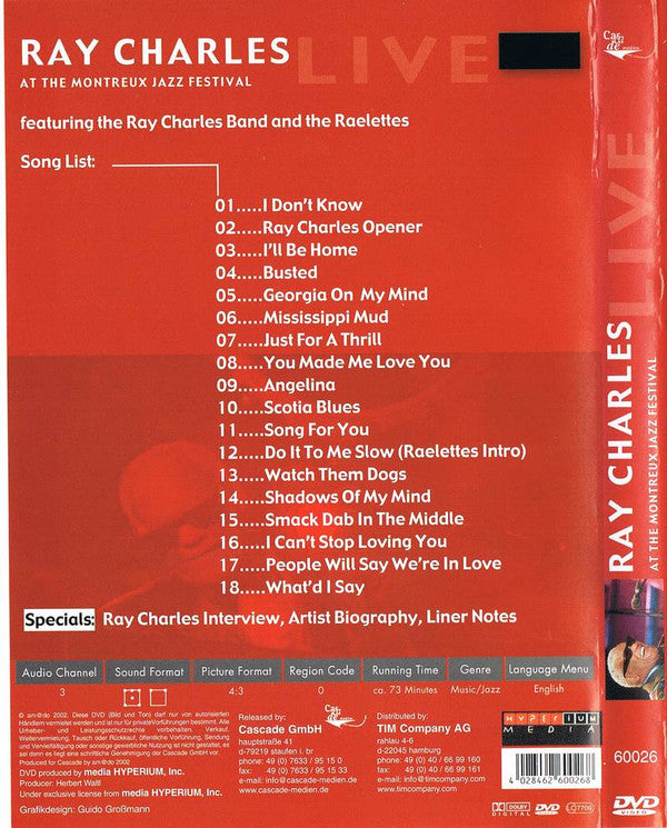 Ray Charles : At The Montreux Jazz Festival (DVD-V, Multichannel, RC )