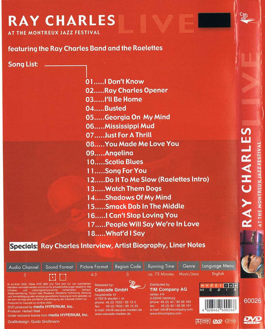 Ray Charles : At The Montreux Jazz Festival (DVD-V, Multichannel, RC )