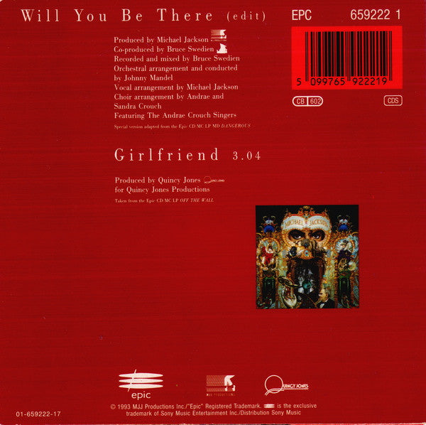 Michael Jackson : Will You Be There (CD, Single, Car)