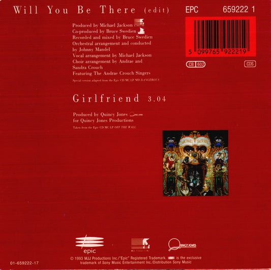 Michael Jackson : Will You Be There (CD, Single, Car)