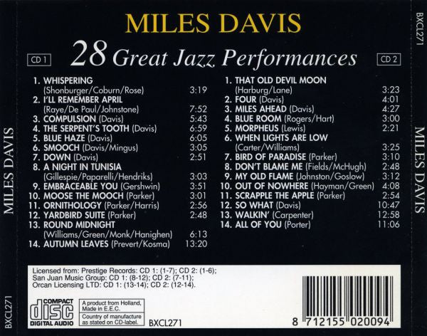 Miles Davis : 28 Great Jazz Performances (2xCD, Comp)