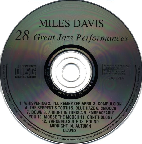 Miles Davis : 28 Great Jazz Performances (2xCD, Comp)