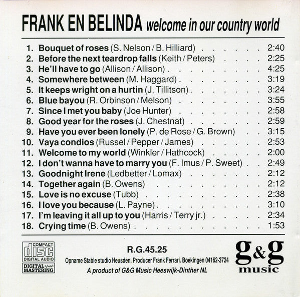 Frank & Belinda : Welcome In Our Country World (CD, Album)