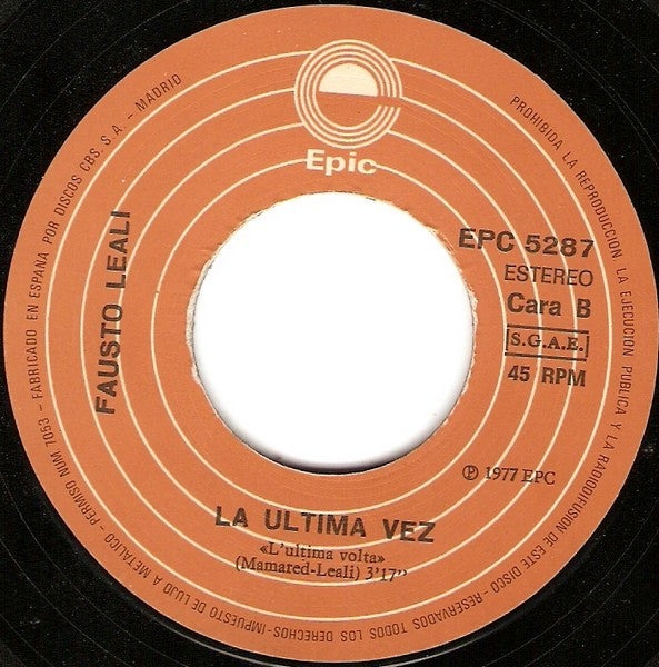 Fausto Leali : Yo Caminaré (7")
