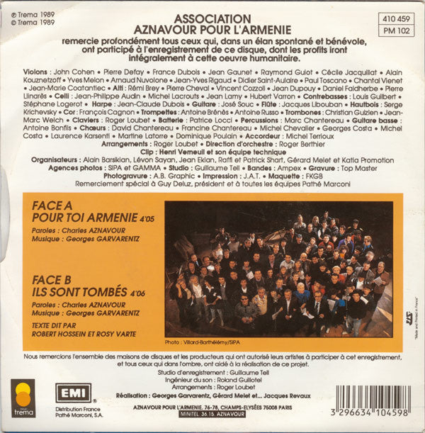Charles Aznavour : Pour Toi Arménie (7", Single)