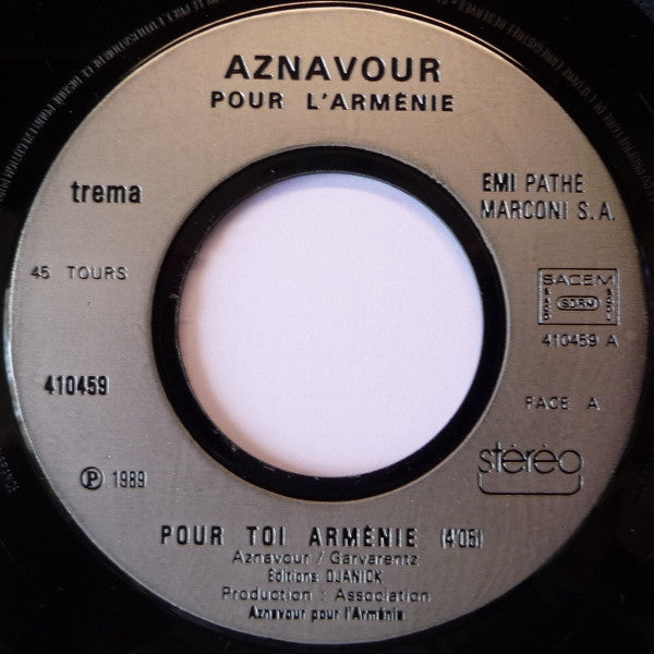 Charles Aznavour : Pour Toi Arménie (7", Single)