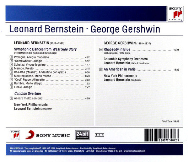 Leonard Bernstein / George Gershwin — New York Philharmonic · Columbia Symphony Orchestra : Symphonic Dances / Rhapsody In Blue - An American In Paris And More (CD, Comp, RM, 24 )