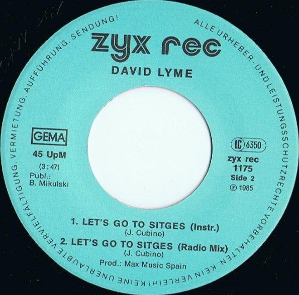 David Lyme : Let's Go To Sitges (7", Single)