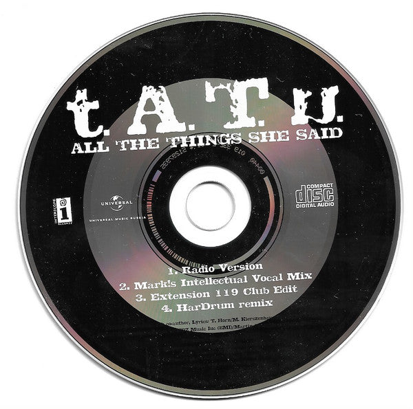 t.A.T.u. : All The Things She Said (CD, Maxi, Ltd)