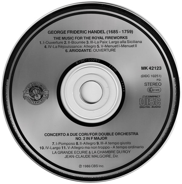 Georg Friedrich Händel, La Grande Ecurie Et La Chambre Du Roy, Jean-Claude Malgoire : Music For The Royal Fireworks (CD, Album)