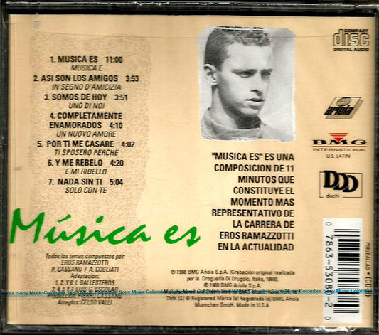 Eros Ramazzotti : Música Es  (CD, Album, RE)
