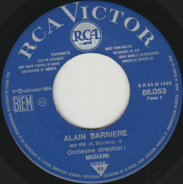 Alain Barrière : Ma Vie (7", EP, Mono)