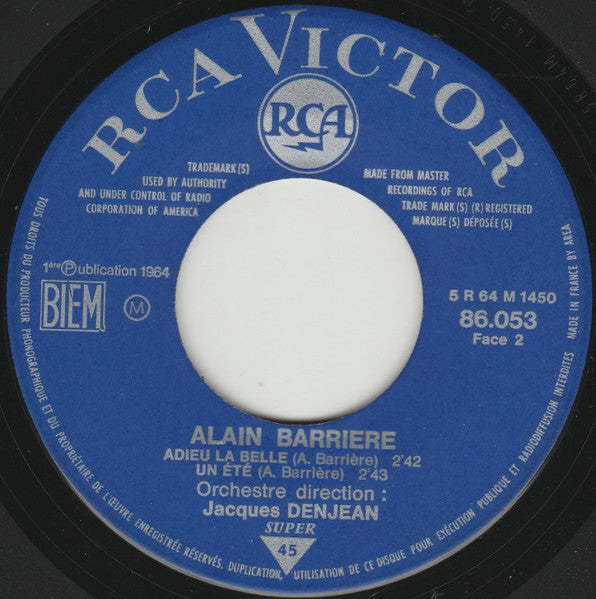 Alain Barrière : Ma Vie (7", EP, Mono)
