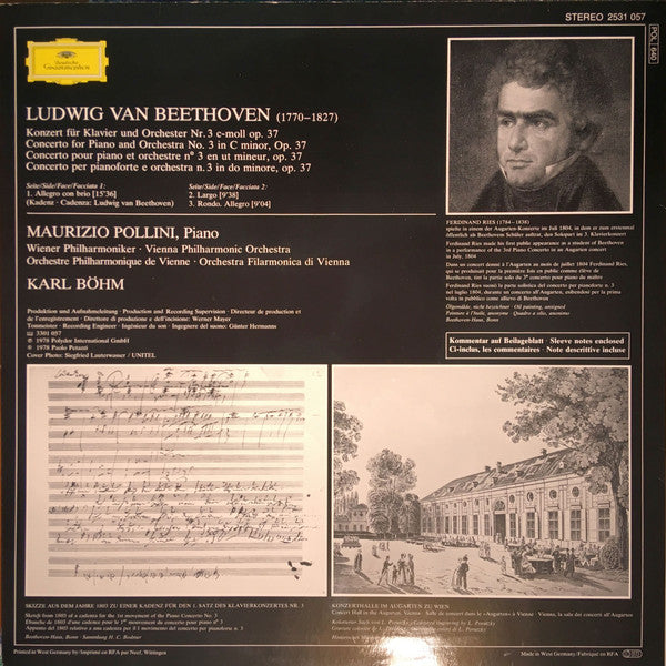 Ludwig van Beethoven - Wiener Philharmoniker, Maurizio Pollini, Maurizio Pollini : Klavierkonzert • Piano Concerto No.3 (LP, No )