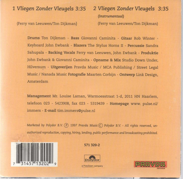 Tim Immers : Vliegen Zonder Vleugels (CD, Single)
